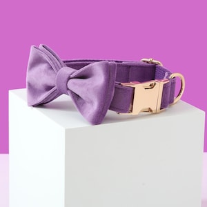 Personalized Purple Dog Collar and Leash Set, Custom Wedding Dog Outfit for Boy and Girl Dog, Gift for Dog Mom and Dog Dad.
