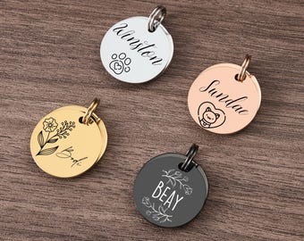 Personalized Pet Name Tag for Pet Parents Christmas Gifts,Handmade Stainless Steel Cat ID Tag for Pet Owner Gifts,Engraved Pet ID Tag