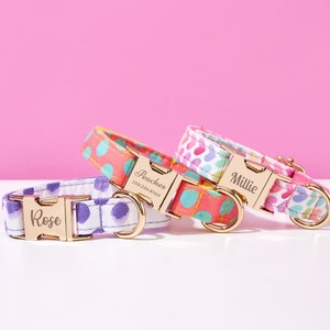 Süßes Hundehalsband und Leine Set, personalisierter Haustier Name ID eingraviert auf Metallschnalle, individuelles süßes Welpenhalsband, Hundeliebhaber Geschenk Kostenloser Versand