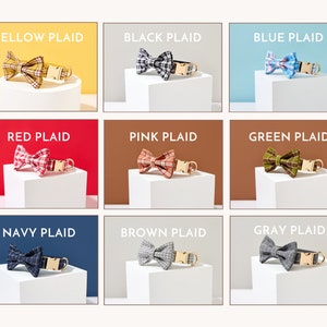 Designer Personalise Plaid Dog Collar with Custom Name Plate, Puppy Collar Metal Name Buckle, Dog Collar Leash Bow for Big and Small Dog image 8