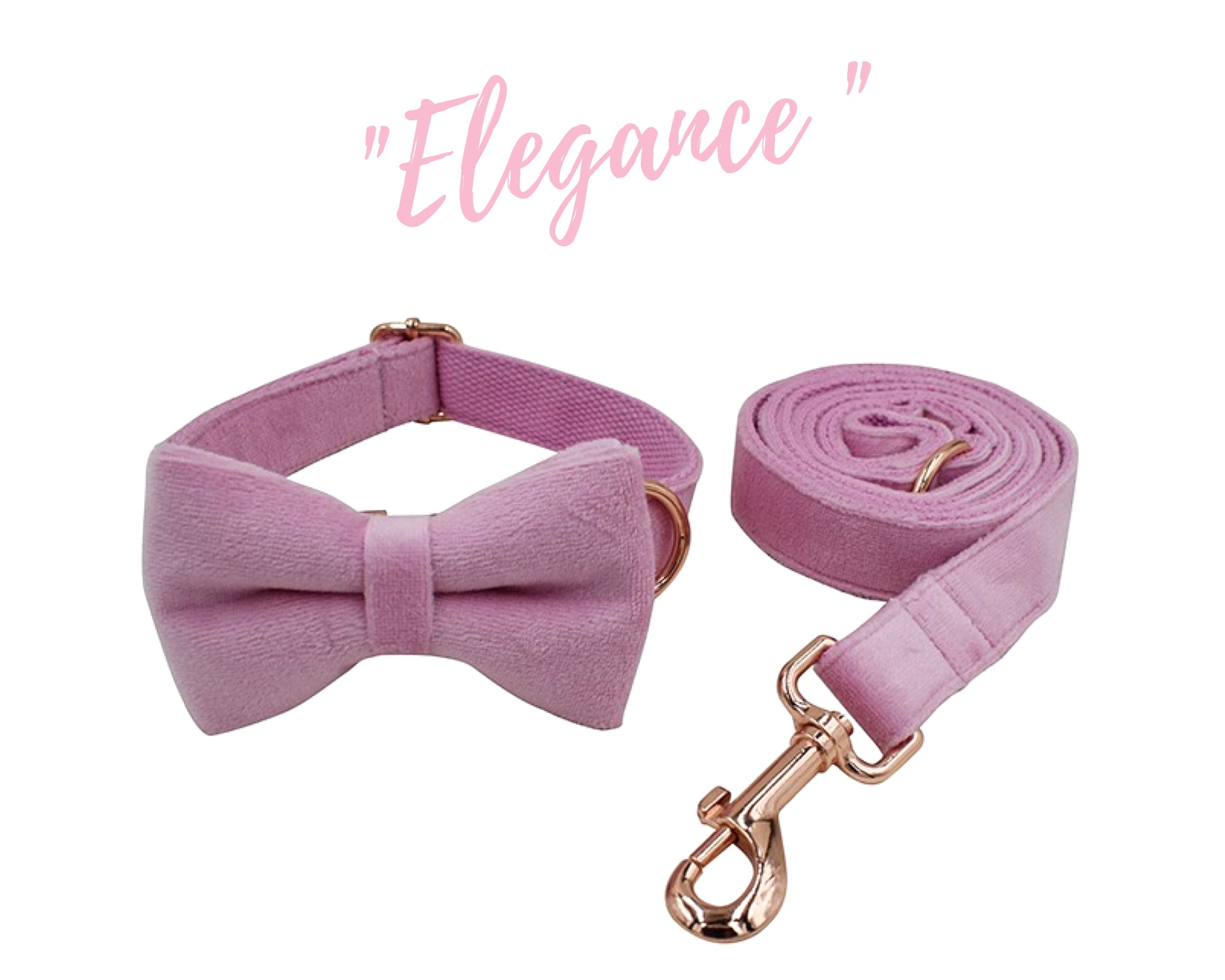 Pink Velvet Dog Collar Leash Set Free Personalized Engraving Etsy