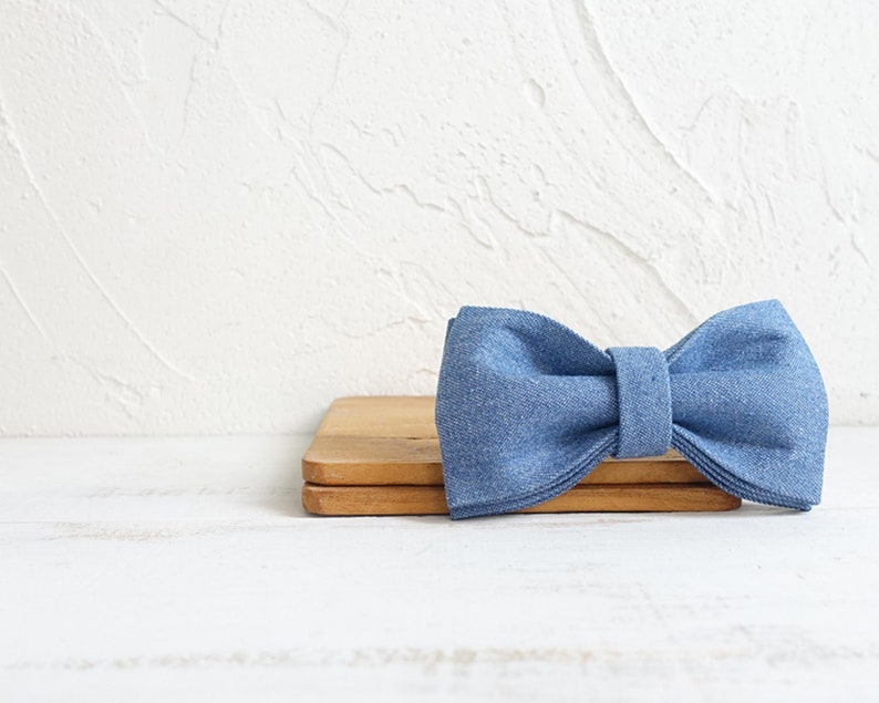 Denim Dog Collar With Bow and Lead Set Personlaized Solid Etsy