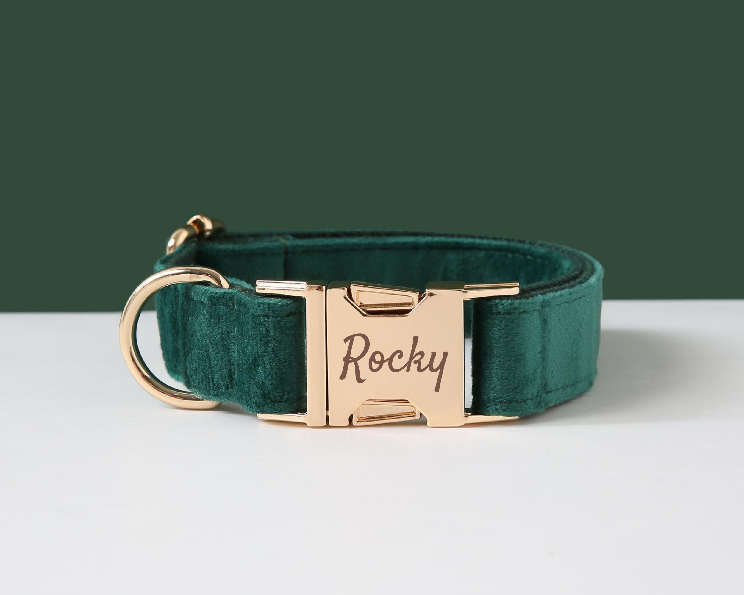 Green velvet dog collar cheap