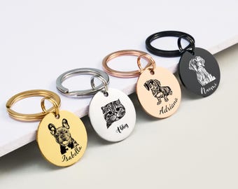 Personalized Pet Photo Keychain,Custom Pet Portrait Keychain,Dog Remembrance Pet Loss Gifts for Dog Lovers,Personalized Pet Memorial Gift