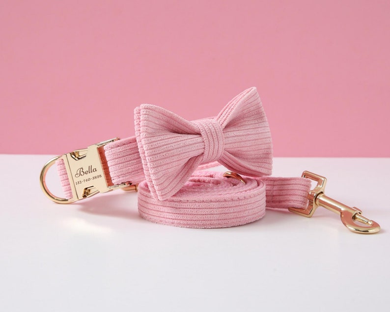 Pink Dog Collar Adjustable Collar and Leash Set for Etsy