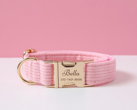 Hot Pink Dog Collar and Leash Bow Tie Dog Gift, Personalised Dog