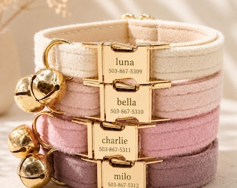 Personalized Cat & Puppy Collar with Name, Halloween Pet Gifts for Her,Gifts for Him