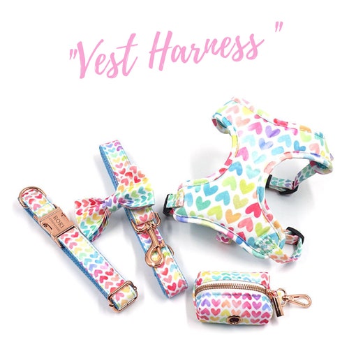 Girl Dog Harness Leash Dog Collar Harness No Pull Harness Etsy