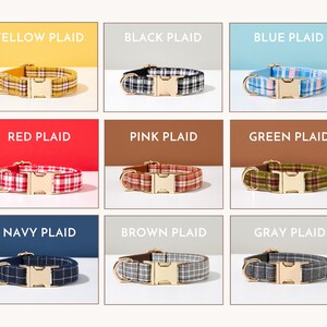 Plaid Personalized Dog Collar with Bow, Engraved Dog Collar and Leash Bow tie Set For Boy Dog, Green Plaid Dog Collar image 7