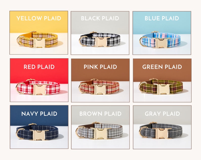 Plaid Personalized Dog Collar with Bow, Engraved Dog Collar and Leash Bow tie Set For Boy Dog, Green Plaid Dog Collar image 7