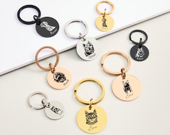 Personalized Pet Photo Keychain Gift for Pet Parents,Custom Pet Memorial Gift,Dog Memorial Gift,Cat Keychain Gift,Pet Portrait Keyring