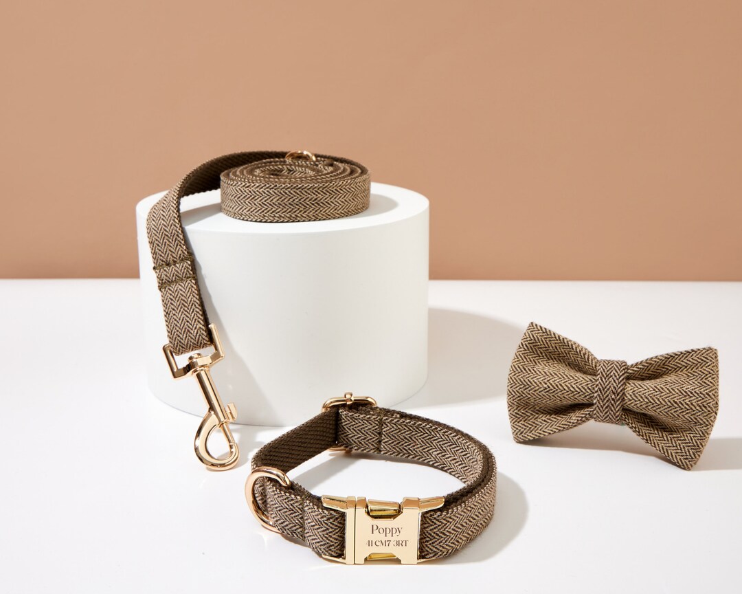 Soft Quality Personalized Dog Collar Bow Tie Set, Dog Collar for Boy