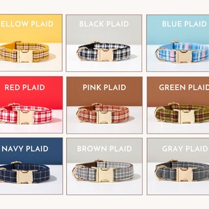Designer Personalise Plaid Dog Collar with Custom Name Plate, Puppy Collar Metal Name Buckle, Dog Collar Leash Bow for Big and Small Dog image 6