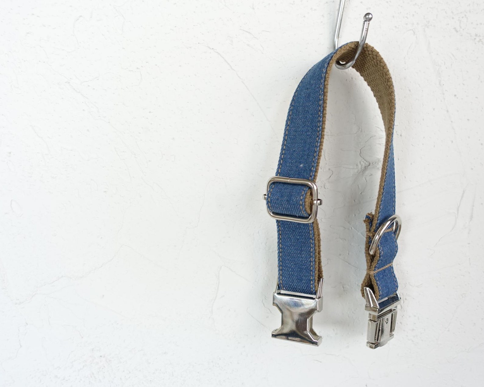 Denim Dog Collar With Bow and Lead Set Personlaized Solid Etsy