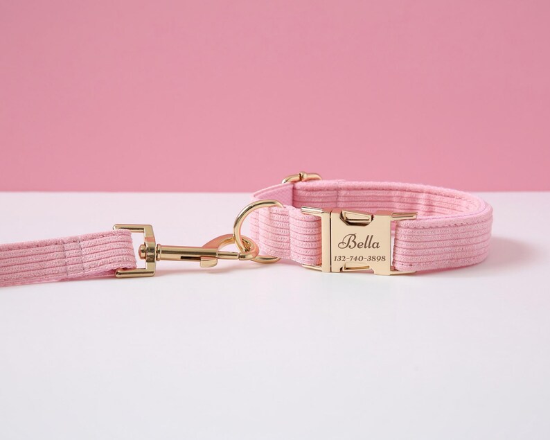 Pink Dog Collar Adjustable Collar and Leash Set for Etsy