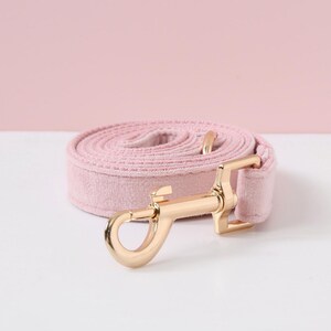 May include: A pink velvet dog leash with a gold metal clasp.