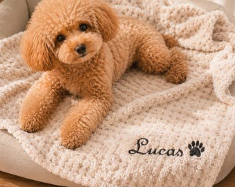 Personalized Pet Christmas Gift, Custom Embroidered Dog & Cat Name Blanket, Christmas Gift for Pet Lovers