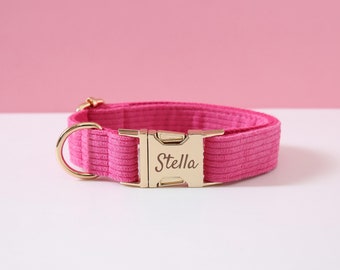 Collare e guinzaglio per cani con fiocco rosso rosa, regalo per cani, collare per cani personalizzato con nome, collare e guinzaglio personalizzati per cuccioli maschi e femmine