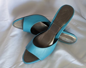 Vintage Archive Prada Early 2000s Black Leather Kitten Heel Mules