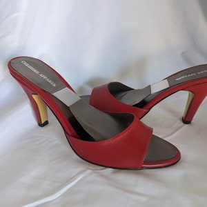 New Red Leather Spring o lator High Heel Shoes Mule Shoe Etsy