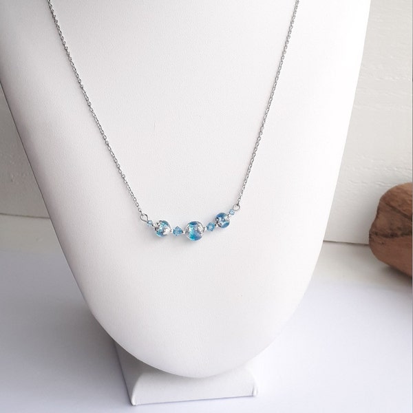 Collier Murano bleu et Argent