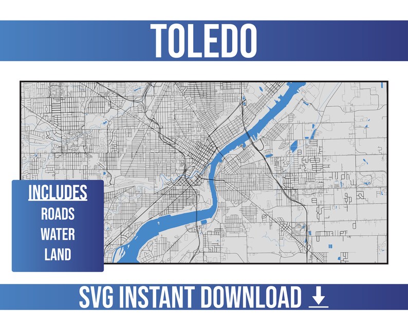 Toledo SVG Vector Map Toledo, Ohio, United States Full Vector Street