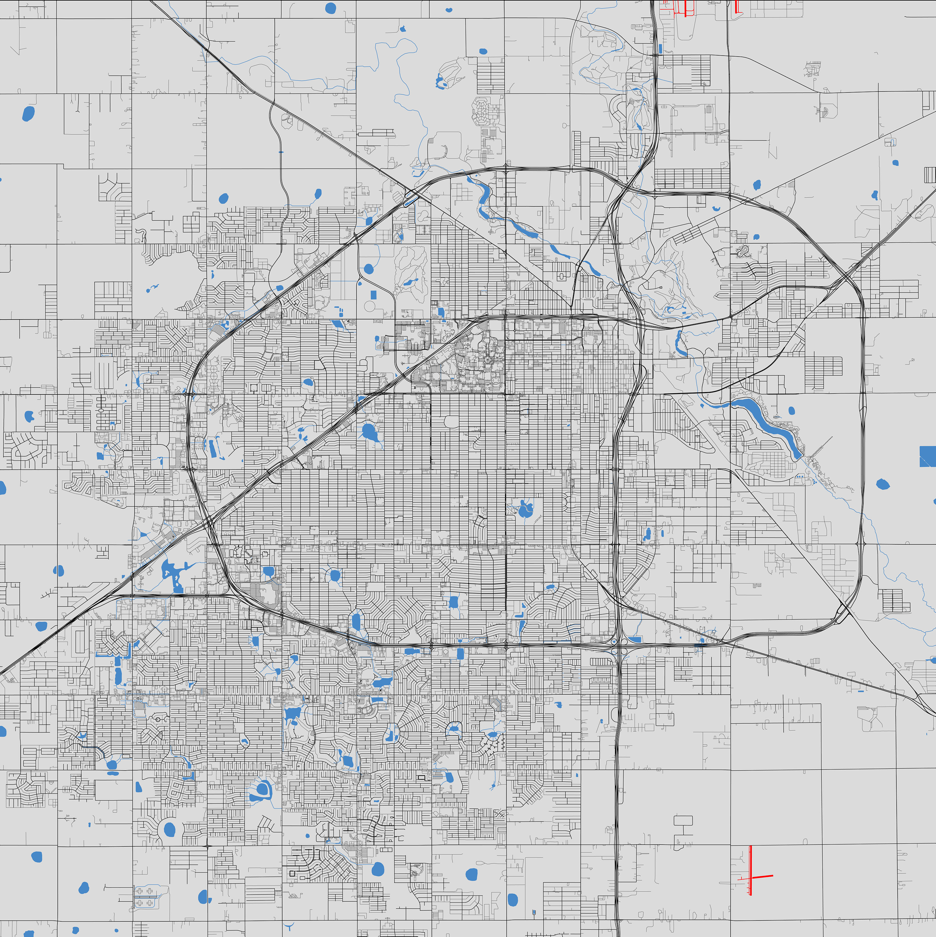 Lubbock SVG Vector Street Map Lubbock, Texas, United States Full