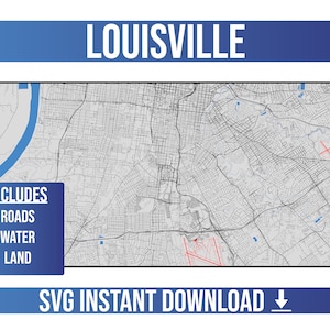 Louisville SVG Vector Street Map / Louisville, Kentucky, Estados Unidos / Full Vector Street Map / Instant SVG Download