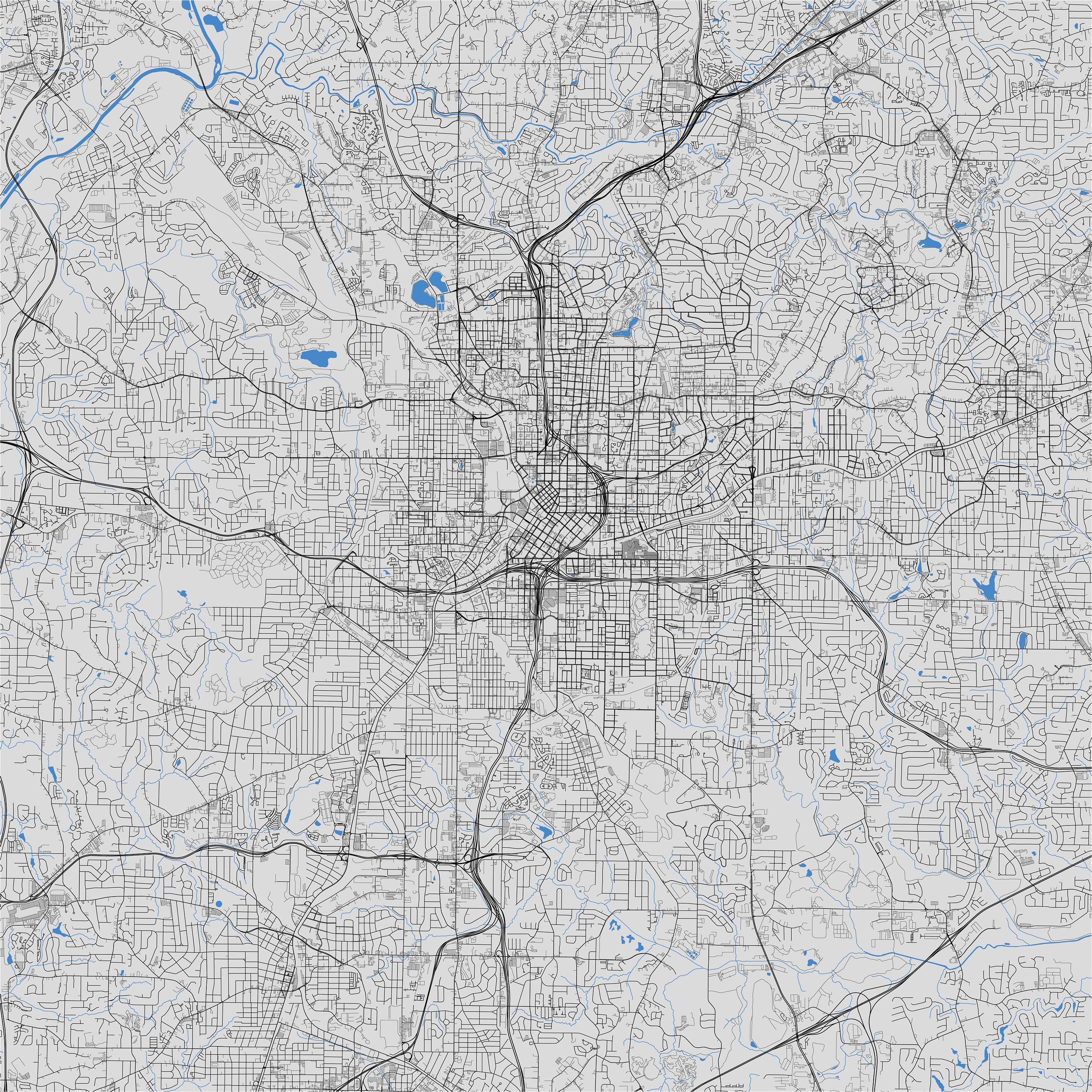 Atlanta SVG Vector Street Map | Atlanta, Georgia, United States | Full ...