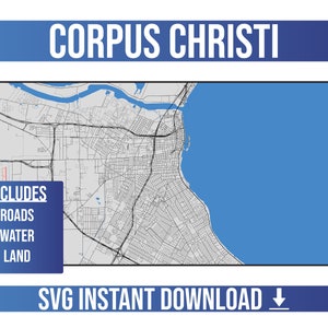 Corpus Christi SVG Vector Street Map / Corpus Christi, Texas, Estados Unidos / Full Vector Street Map / Instant SVG Download