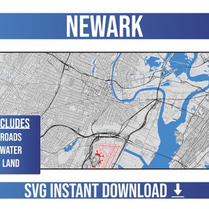 Newark SVG Vector Map | Newark, New Jersey, United States | Full Vector Street Map | Instant SVG Download