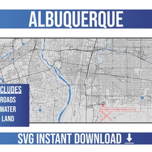 Albuquerque SVG Vector Street Map | Albuquerque, New Mexico, United States | Full Vector Street Map | Instant SVG Download