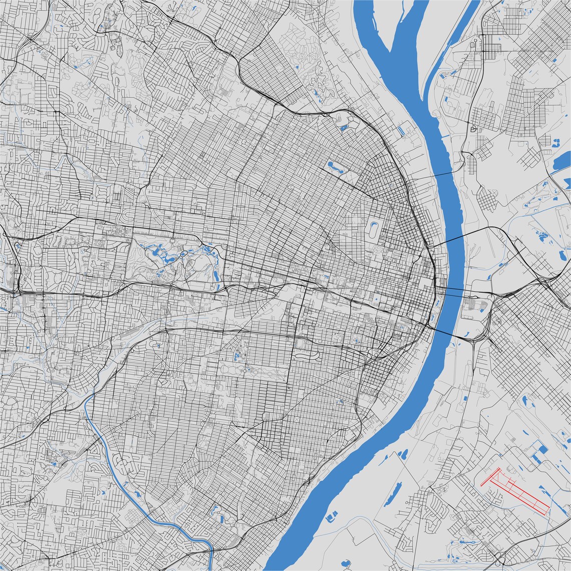 St. Louis SVG Vector Map | St. Louis, Missouri, United States | Full ...