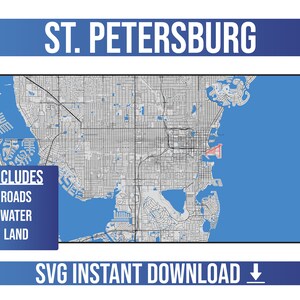 St. Petersburg SVG Vector Street Map | St. Petersburg, Florida, United States | Full Vector Street Map | Instant SVG Download