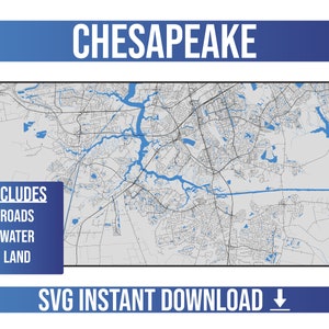 Chesapeake SVG Vector Street Map / Chesapeake, Virginia, Estados Unidos / Full Vector Street Map / Instant SVG Download