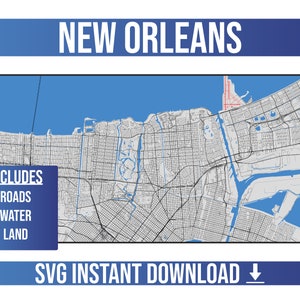 New Orleans SVG Vektor Straßen karte | New Orleans, Louisiana, Vereinigte Staaten | Vollvektor Straßen karte | Instant SVG Download