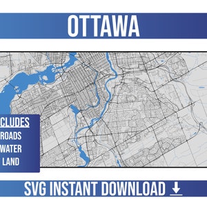Carte des rues vectorielles SVG d’Ottawa | Ottawa, Ontario, Canada | Carte vectorielle complète | Téléchargement SVG instantané