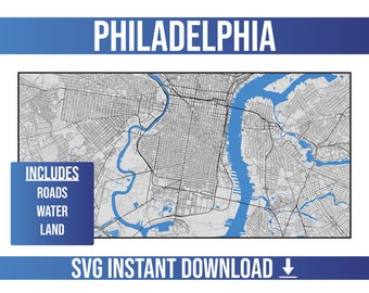Philadelphia SVG Street Map | Philadelphia, Pennsylvania, United States | Full Vector Street Map | Instant SVG Download
