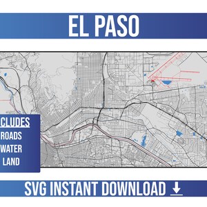 El Paso SVG Vector Street Map | El Paso, Texas, United States | Full Vector Street Map | Instant SVG Download