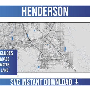 Henderson SVG Vector Street Kaart | Henderson, Nevada, Verenigde Staten | Volledige Vector Street Map | Instant SVG downloaden