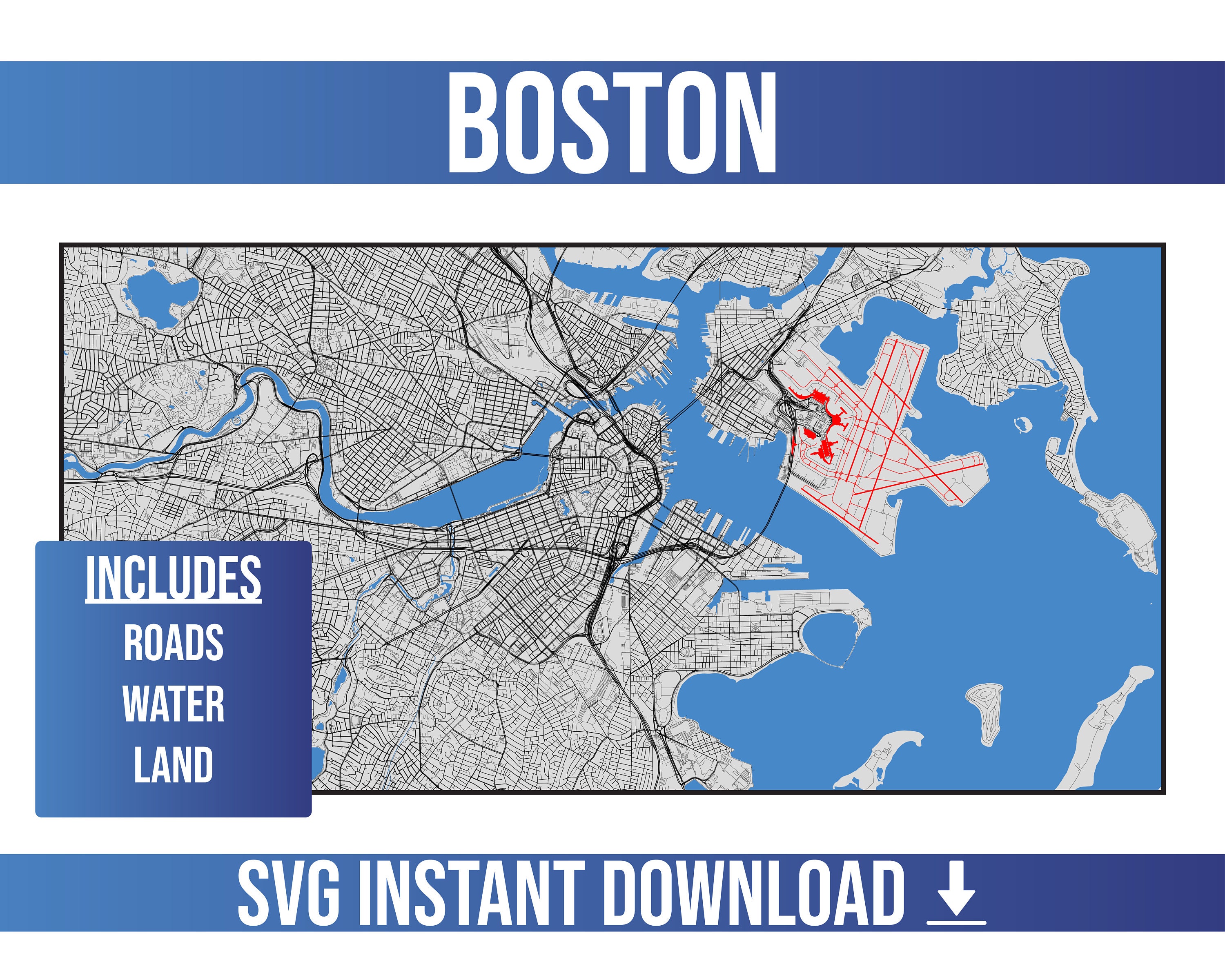 Road Map Of Boston Ma - Il Fullxfull.4608538629 Nl5k