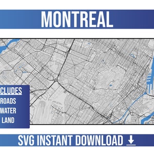 Carte des rues vectorielles SVG de Montréal | Montréal, Québec, Canada | Carte vectorielle complète | Téléchargement SVG instantané