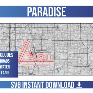 Paradise SVG Vector Street Kaart | Paradise, Nevada, Verenigde Staten | Volledige Vector Street Map | Instant SVG downloaden