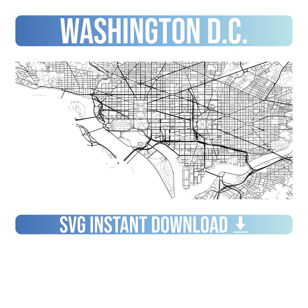 Washington D.C. SVG Vector Street Map Washington D.C. - Etsy India