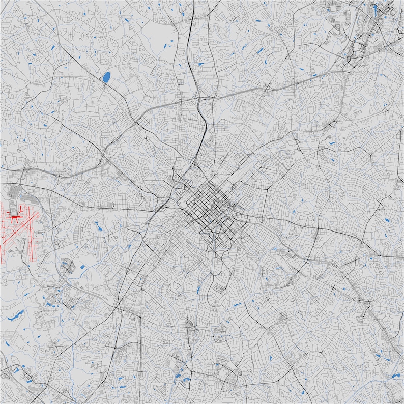 Charlotte SVG Vector Street Map Charlotte, North Carolina, United