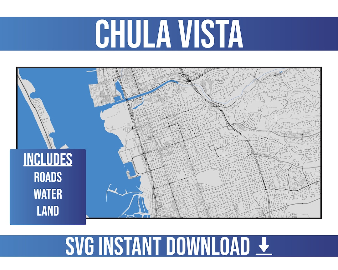 Chula Vista SVG Vector Street Map Chula Vista, California, United