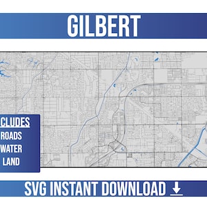 Gilbert SVG Vector Street Map / Gilbert, Arizona, Estados Unidos / Full Vector Street Map / Instant SVG Download