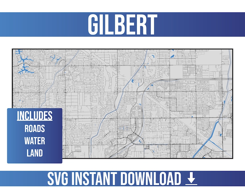 Gilbert SVG Vector Street Map Gilbert, Arizona, United States Full