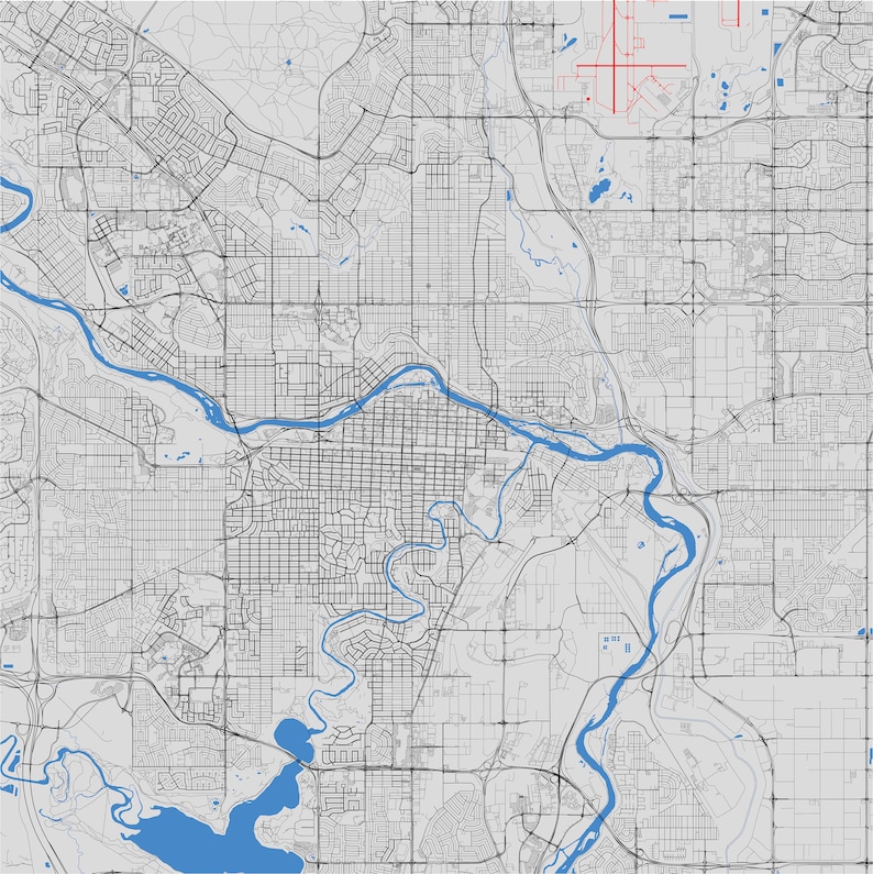 Calgary SVG Vector Street Map | Calgary, Alberta, Canada | Full Vector