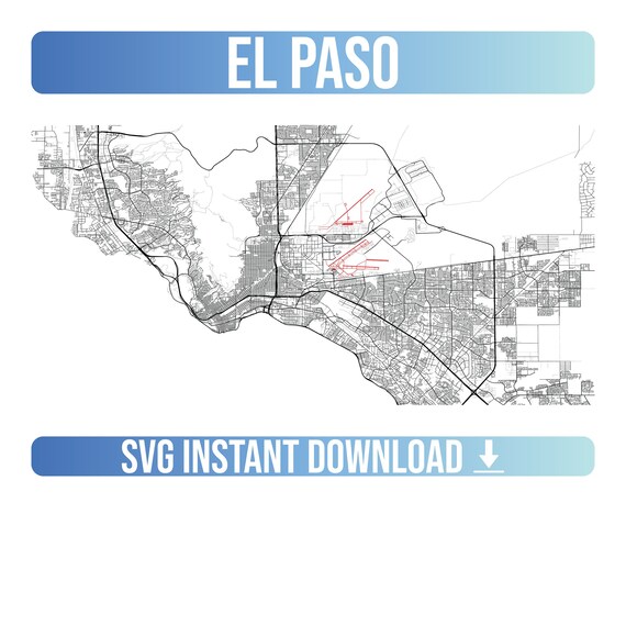 El Paso SVG Vector Street Map El Paso Texas United States Etsy Il 570xN.3984210309 Djmi 
